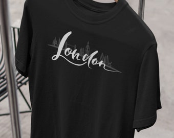 Camisa London Skyline, blanca y negra, camiseta de la ciudad de Londres: un tributo de moda a la ciudad icónica