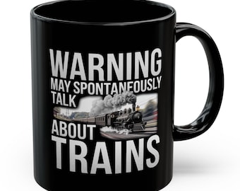 Taza divertida de tren: regalo para los amantes de los trenes (taza negra de 325 ml)