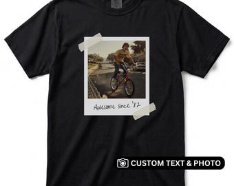 Personalized Birthday T-Shirt, Custom Photo Vintage Polaroid Style, Awesome Since [Year] Comfort Colors Tee