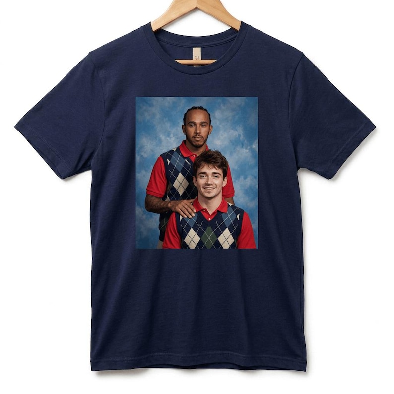 Lewis & Charles Awkward 1990s School Photo T-Shirt, Vintage Yearbook Style Formula Racing Fan Tee image 11