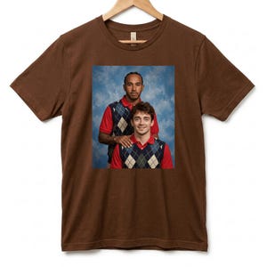 Lewis & Charles Awkward 1990s School Photo T-Shirt, Vintage Yearbook Style Formula Racing Fan Tee image 6
