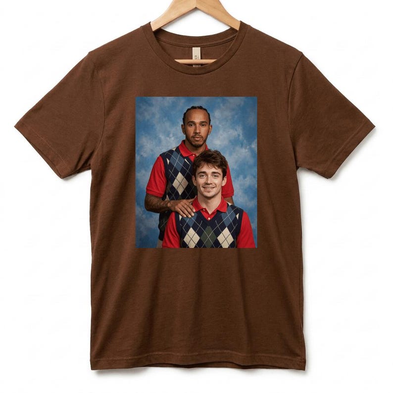 Lewis & Charles Awkward 1990s School Photo T-Shirt, Vintage Yearbook Style Formula Racing Fan Tee image 6