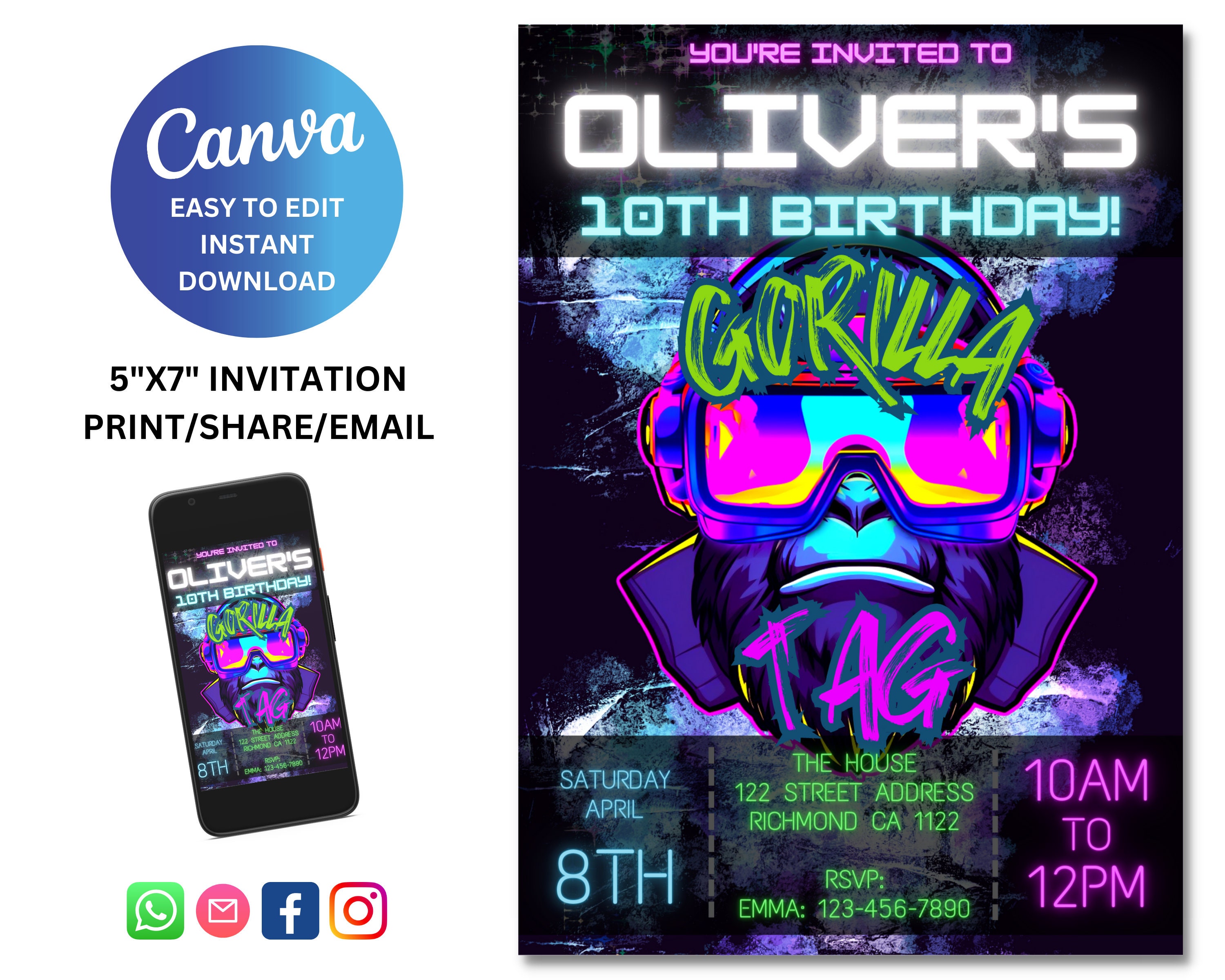 Gorilla Tag Birthday Party Banner [Digital Download]