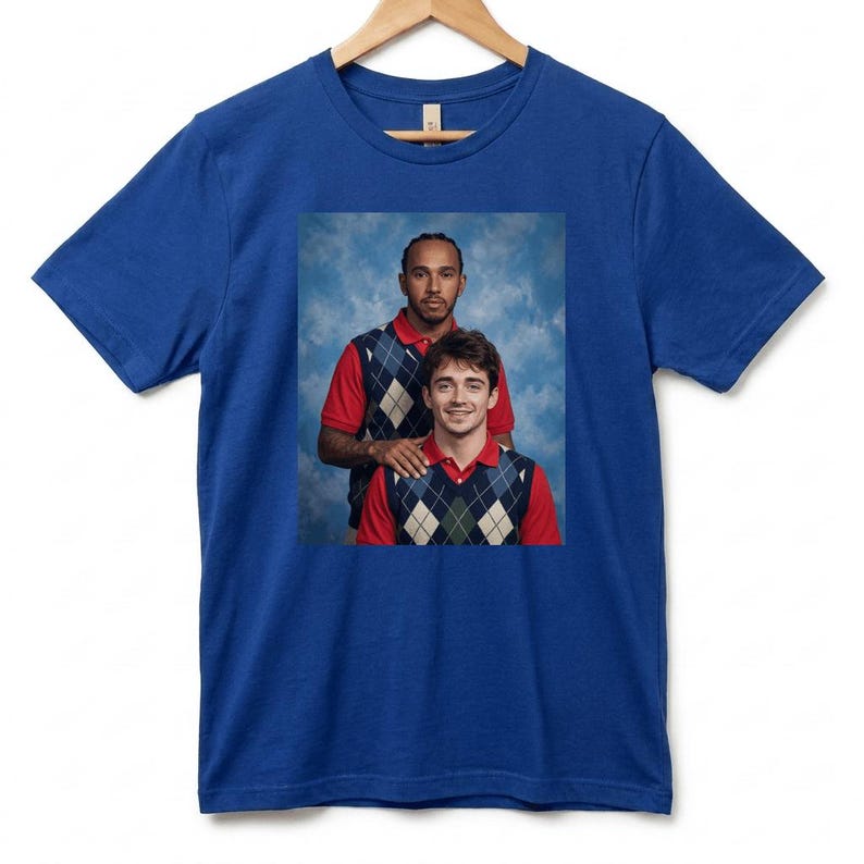 Lewis & Charles Awkward 1990s School Photo T-Shirt, Vintage Yearbook Style Formula Racing Fan Tee image 7