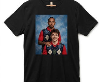 Lewis & Charles Awkward 1990s School Photo T-Shirt, Vintage Yearbook Style Formula Racing Fan Tee