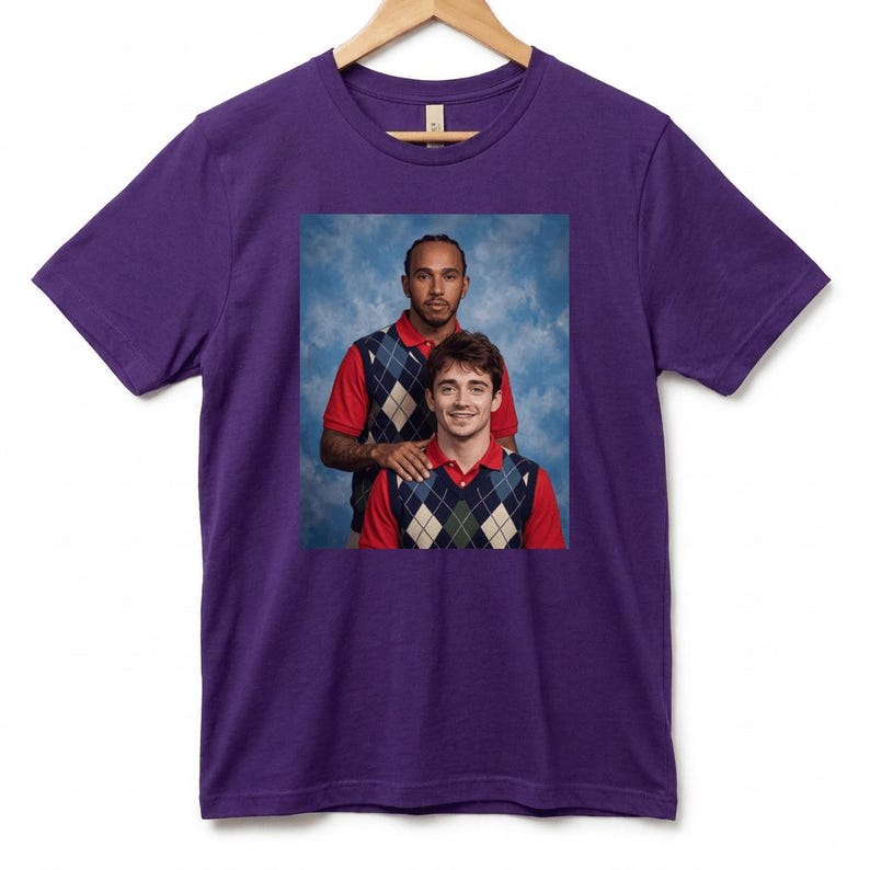 Lewis & Charles Awkward 1990s School Photo T-Shirt, Vintage Yearbook Style Formula Racing Fan Tee image 9