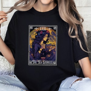 Camisa de tarô bebedor de chá, deusa do chá, eu bebo chá, camiseta de tarô amante de chá