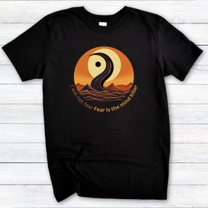 Camiseta Dune, camiseta gráfica unisex "El miedo es el asesino de la mente": regalo único para fanáticos de la ciencia ficción y de Frank Herbert