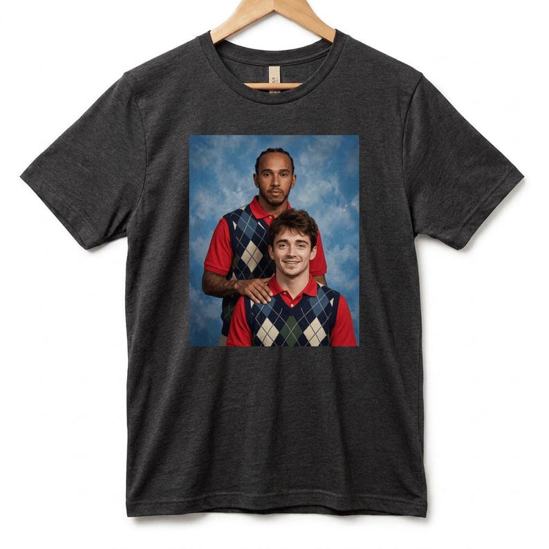 Lewis & Charles Awkward 1990s School Photo T-Shirt, Vintage Yearbook Style Formula Racing Fan Tee image 13
