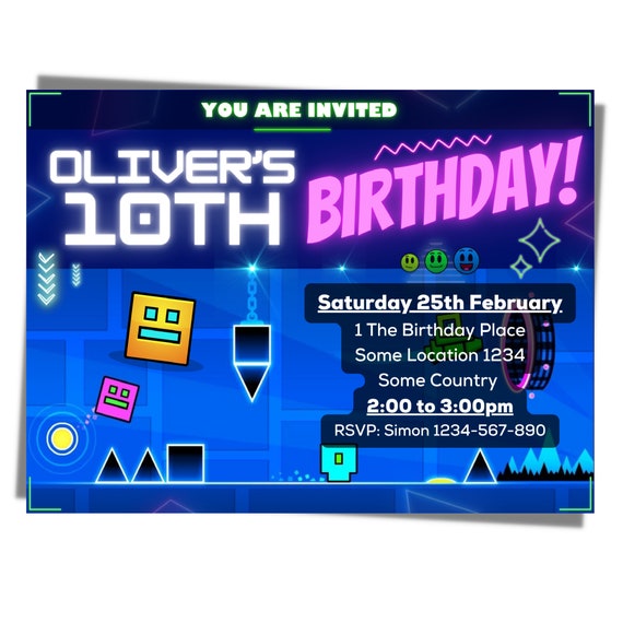 Geometry Dash Invitación Digital Invitación Personalizada A invitaciones de geometry dash Geometry Dash Invitación Digital Invitación Personalizada A
