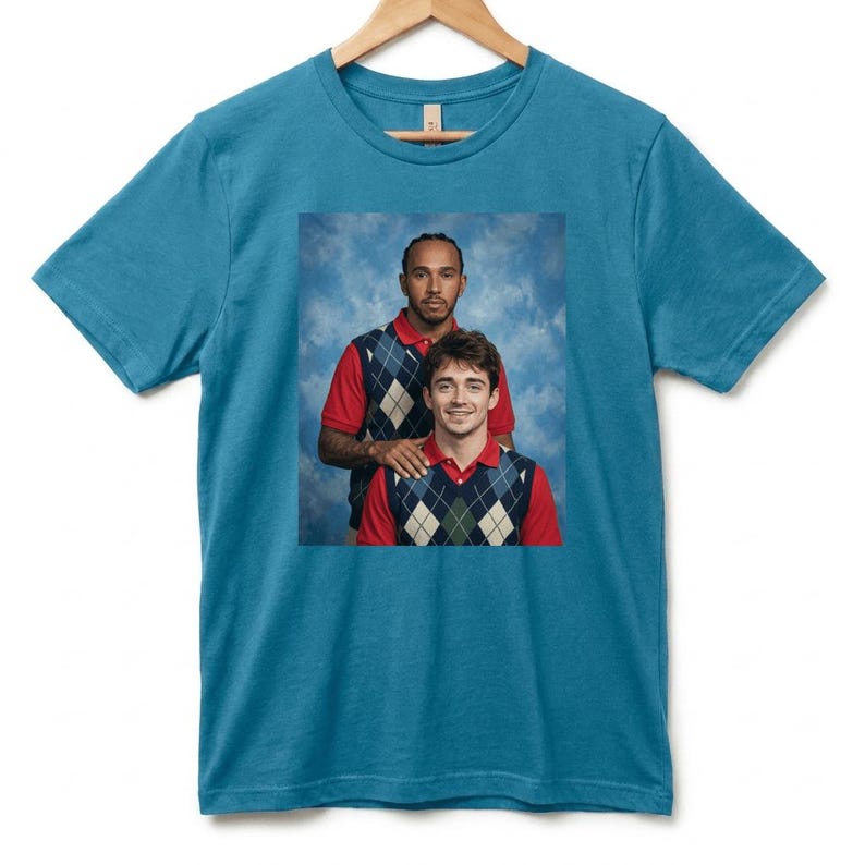Lewis & Charles Awkward 1990s School Photo T-Shirt, Vintage Yearbook Style Formula Racing Fan Tee image 8