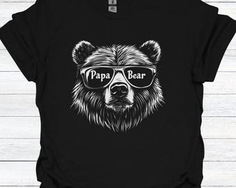 Papa Bear T-Shirt for Dads - Cool Bear in Shades with &quot;Papa&quot; and &quot;Bear&quot; Design