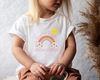 Kleinkind Pink Bubble Rainbow Sunshine Kurzarm T-Shirt, glücklicher erster Schultag, zurück zur Schule, einzigartiges Design, Kinderkleidung