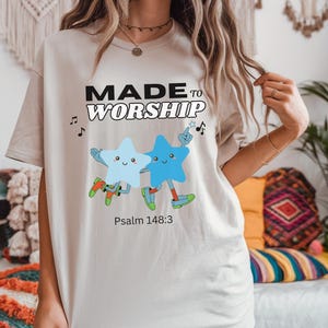 Comfort Colors - Made To Worship Unisex T-Shirt, Whimsical Worship Tee, Christian Apparel, Praise Tee