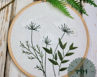 Wild Parsley PDF Pattern / embroidery / hand embroidery pattern / embroidery hoop art / wall art / DIGITAL DOWNLOAD