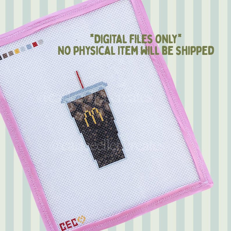 Diet Coke Needlepoint Chart | McDonald’s Dr Pepper Needlepoint Pattern | Funny Needlepoint Design | 13 & 18 Mesh | Instant Download image 6