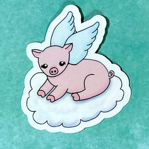 Pink Pig with Wings Vinyl Sticker