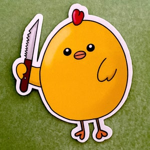 Stabby Chicken with A Knife Vinyl Sticker