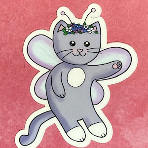 Cute Kitten Fairy Sticker, 2 Inch