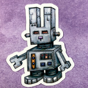 Robot Bunny Rabbit Water & UV Resistant Die-cut Vinyl Sticker