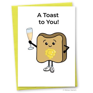 Un toast pour vous | Carte de voeux de jeu de mots| Carte d'anniversaire mignonne drôle pour lui | Carte gourmande