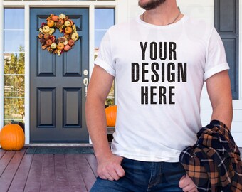 MENS SHIRT MOCKUP, White shirt mock up, Fall mockup model, Halloween man mockup, Bella Canvas Mens mockup shirts, 3001 men mockup, Bc 3001