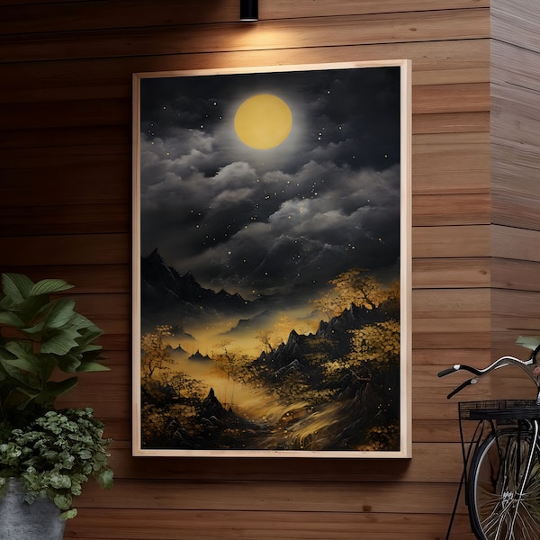 Song Dynasty Full Moon Painting, Printable Chinese Wall Art, Authentic Ancient China Decor, Ideal for History Buffs Gift