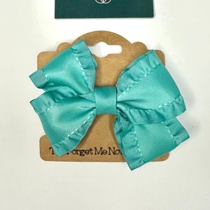 Teal Ruffle Hair Bow
