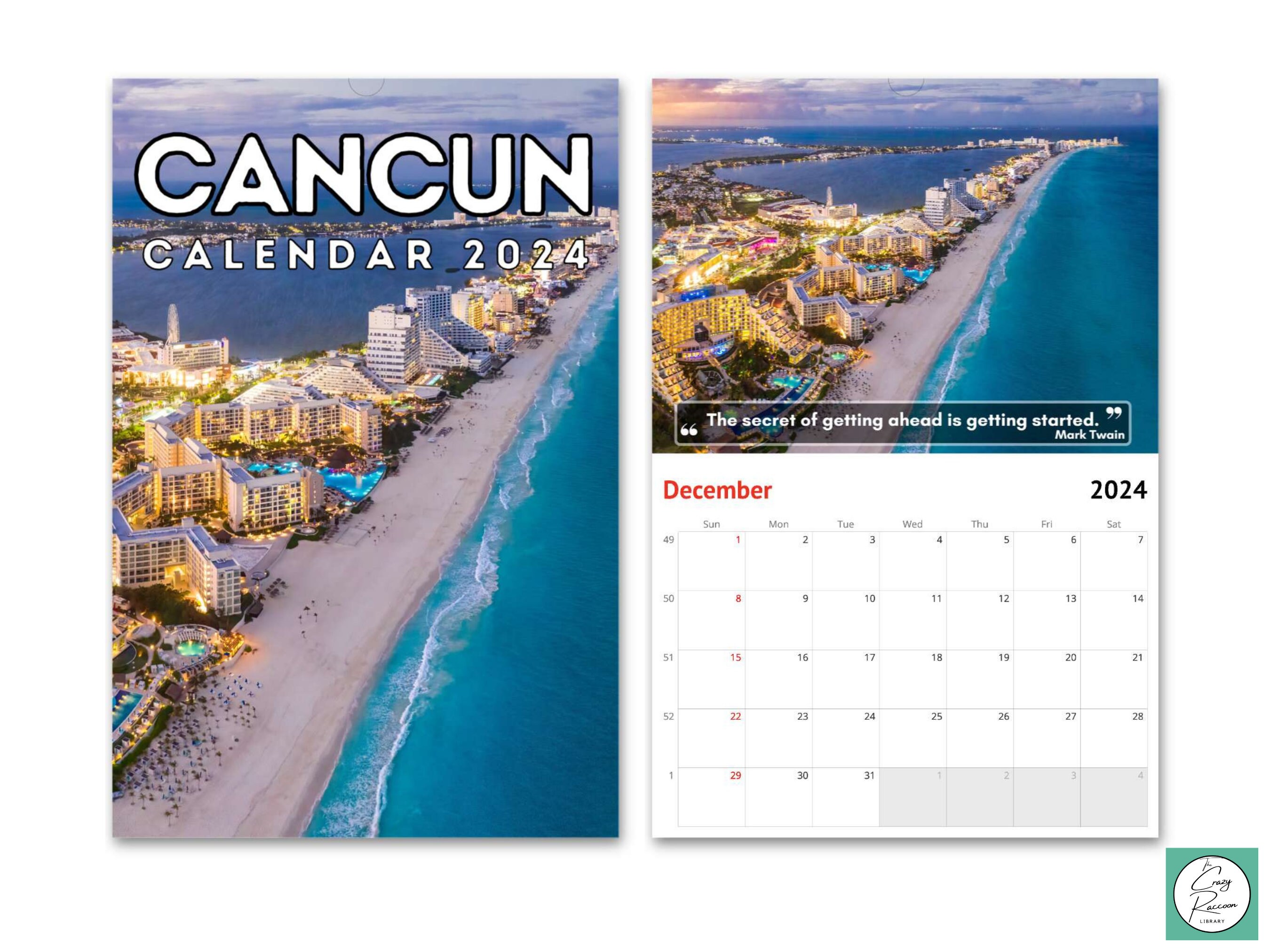 Cancun Wall Calendar 2024, Great Gift Idea for Mexico Lovers Etsy