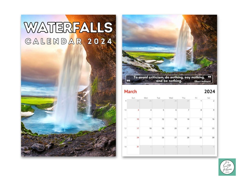 Waterfalls Wall Calendar 2024 Waterfall Gift Great Gift Idea Etsy