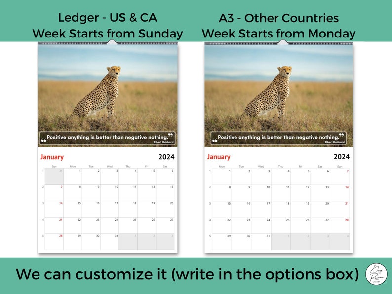 Cheetah Wall Calendar 2024 Cute Gift Idea for Cheetahs Etsy Sweden
