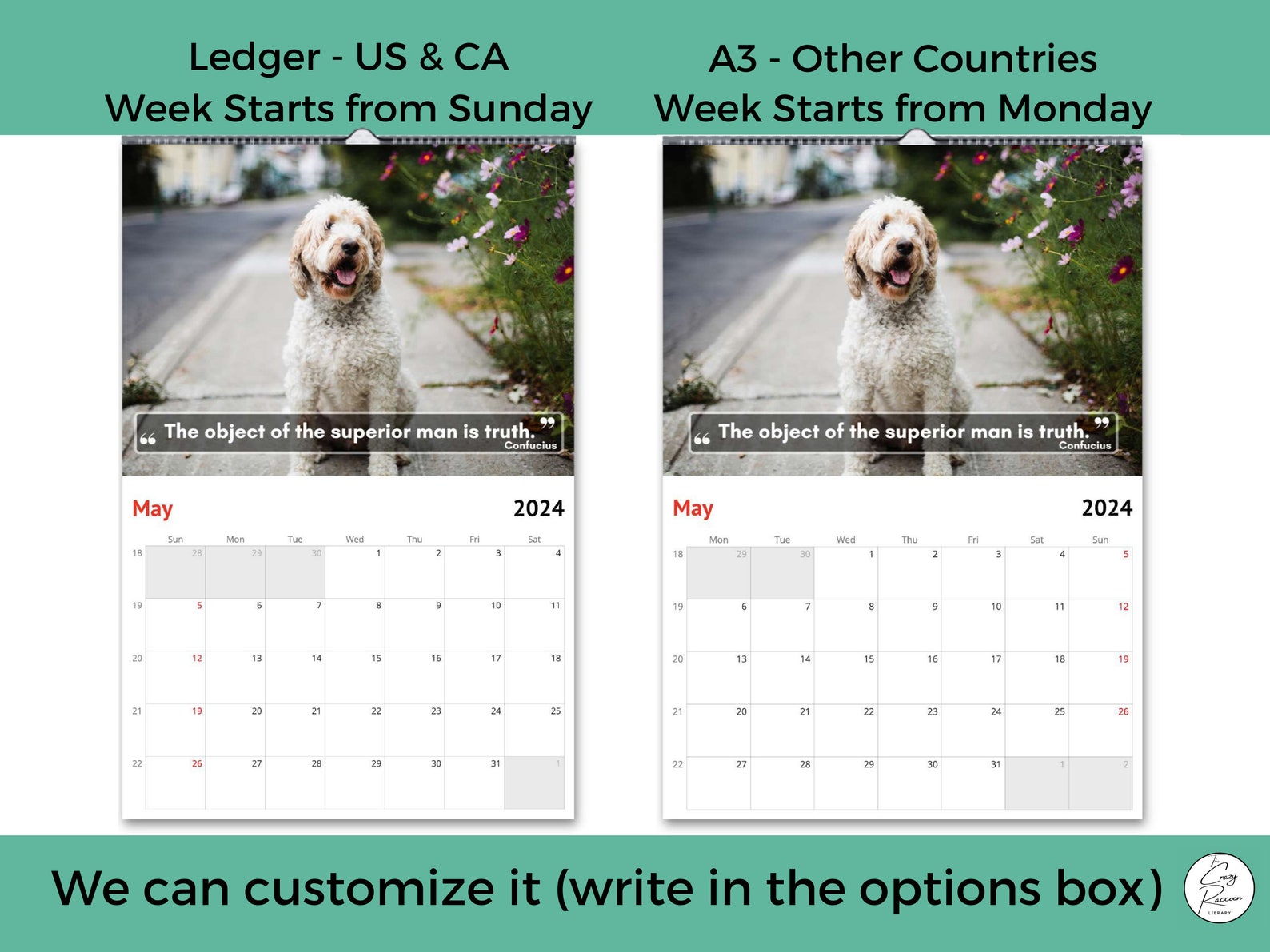 Goldendoodles Wall Calendar 2025, Cute Gift Idea for Goldendoodle