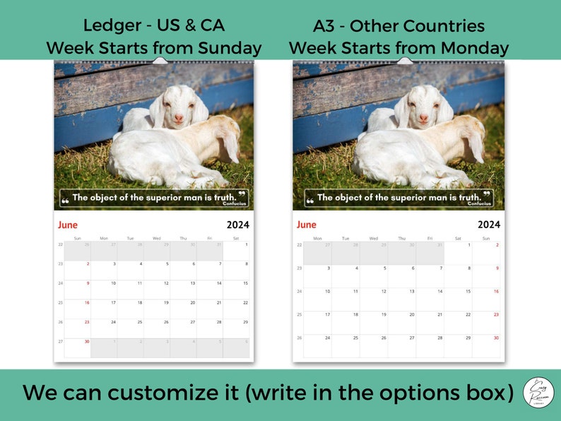 Baby Goats Wall Calendar 2024, Cute Gift Idea for Baby Goat Lovers Etsy