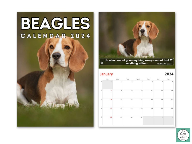 Beagles Calendar 2024 Cute Gift Idea for Beagle Lovers & - Etsy