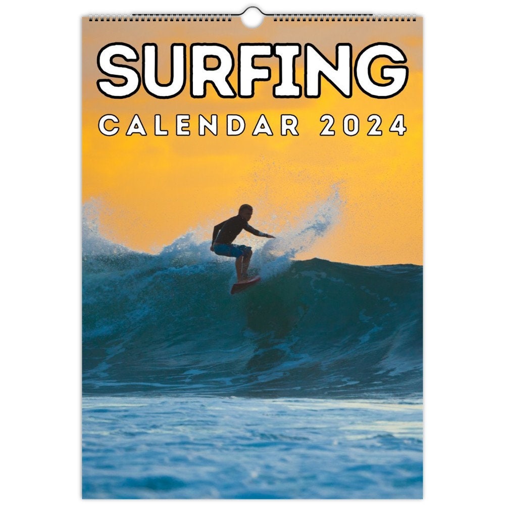 Surfing Wall Calendar 2024, Surfing Gifts, Great Gift Idea for Surfers