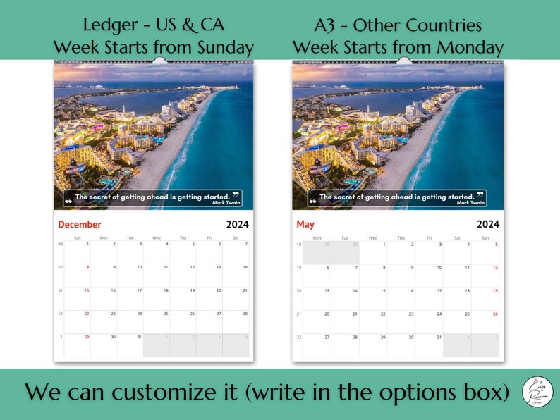 Cancun Wall Calendar 2024, Great Gift Idea for Mexico Lovers Etsy