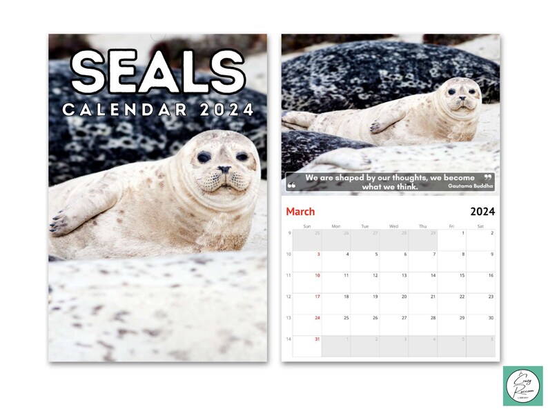 Seals Wall Calendar 2024, Cute Gift Idea for Seal Lovers Etsy