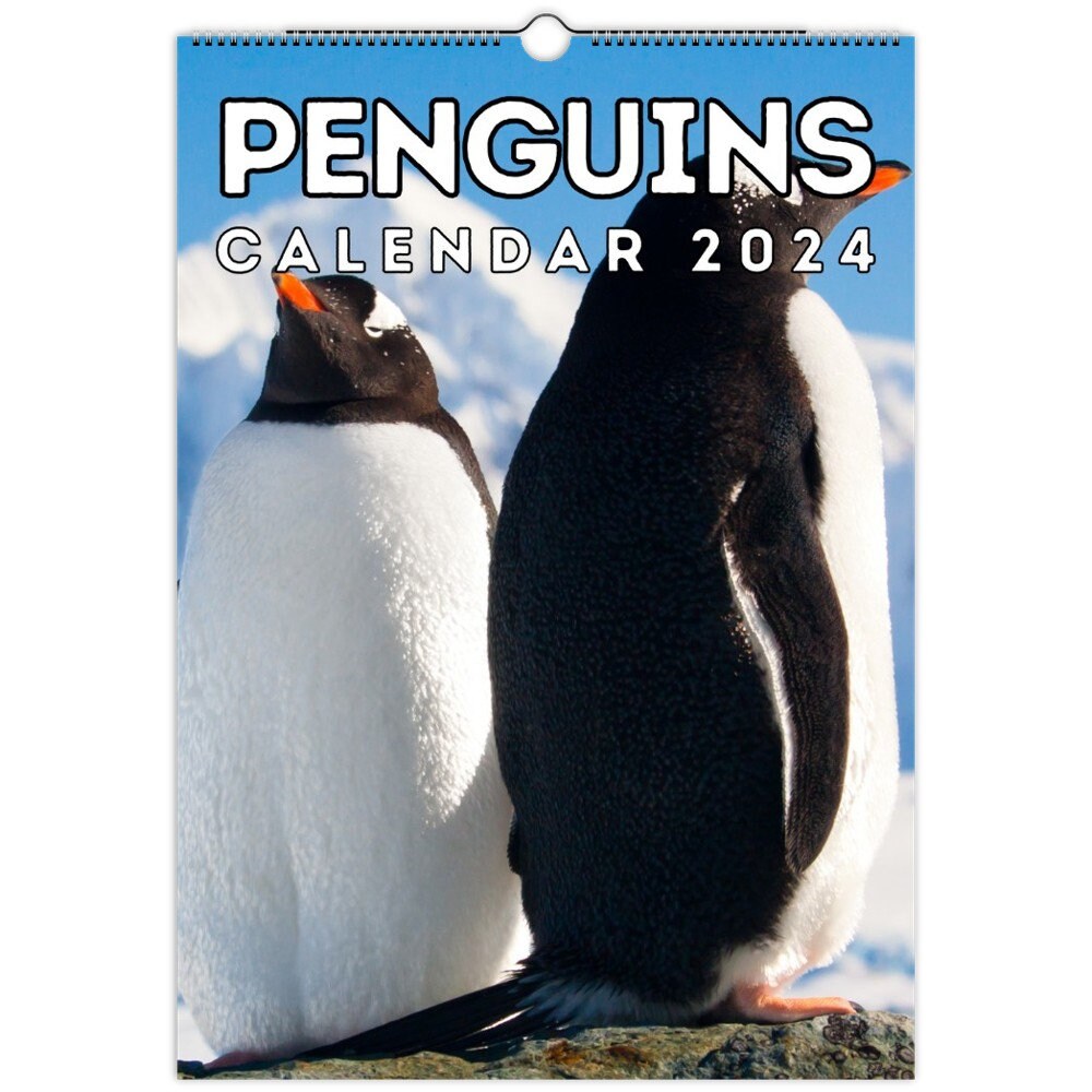 Penguins Wall Calendar 2024, Penguin Gift, Cute Gift Idea for Penguin