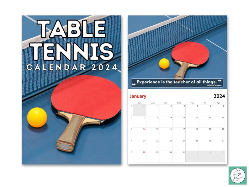 Table Tennis Wall Calendar 2024 Great Gift Idea for Table Etsy