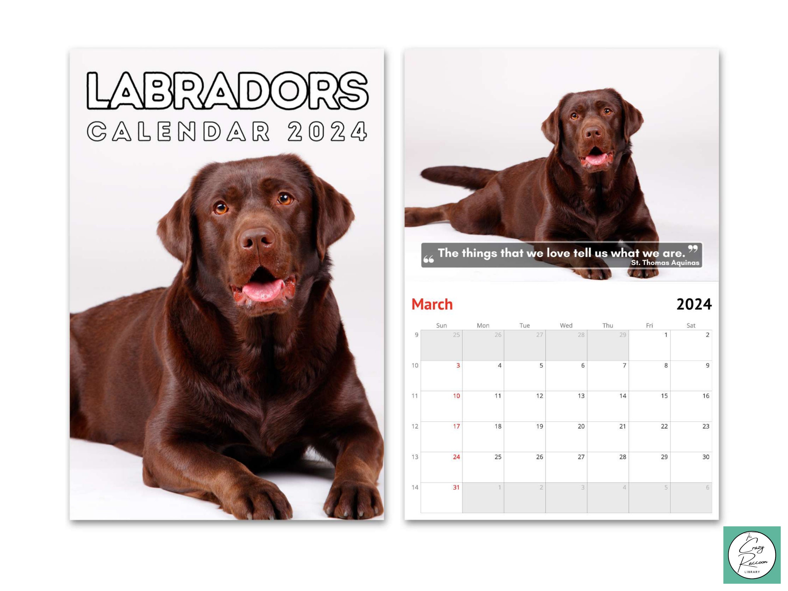 Labradors Wall Calendar 2024, Cute Gift for Labrador Retriever Lovers - Etsy