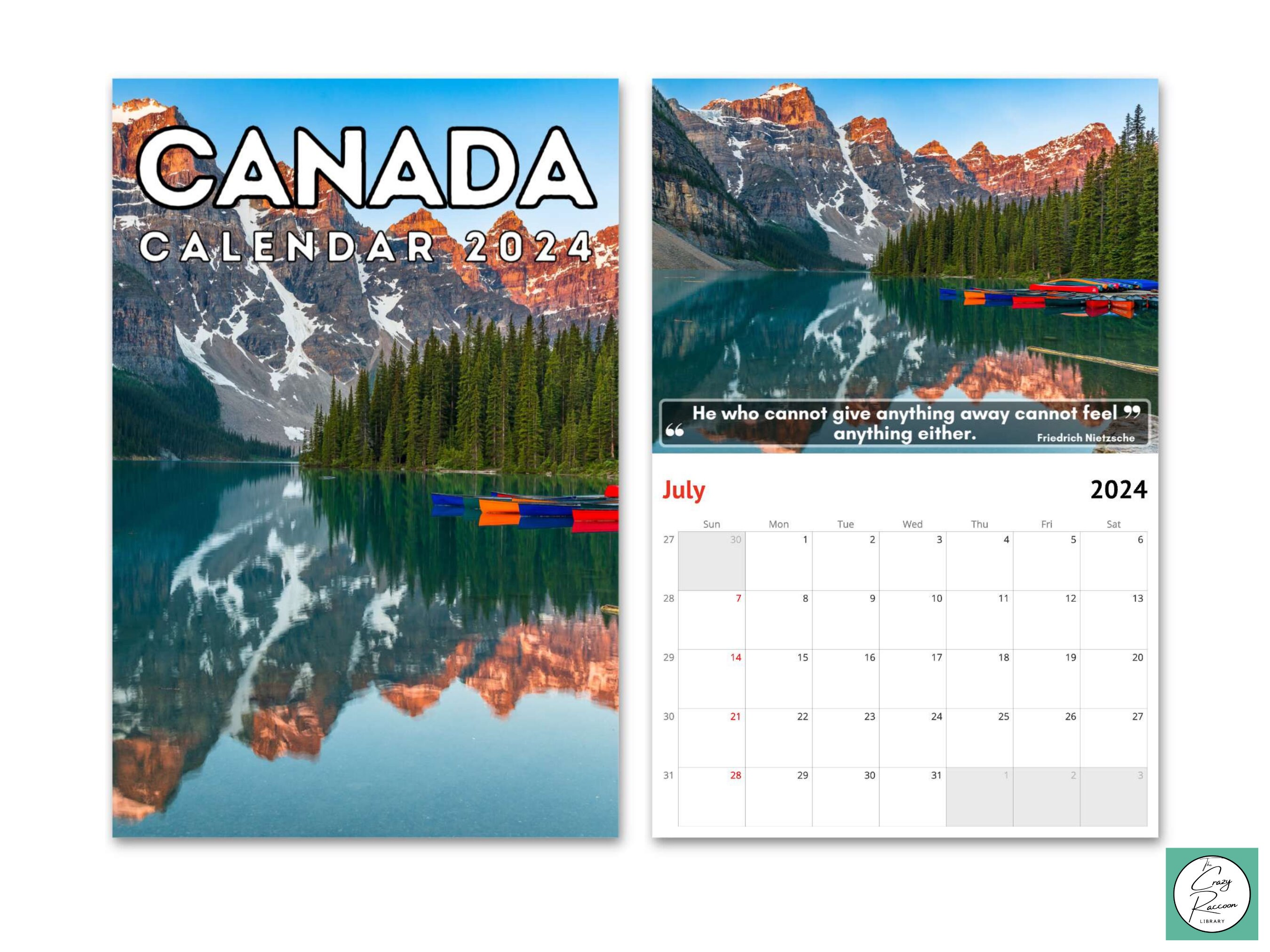 Découvre le magnifique calendrier 2024 avec des images du Canada