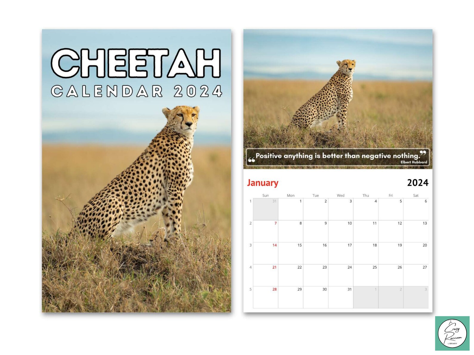 Cheetah Wall Calendar 2024, Cute Gift Idea for Cheetahs Lovers Etsy