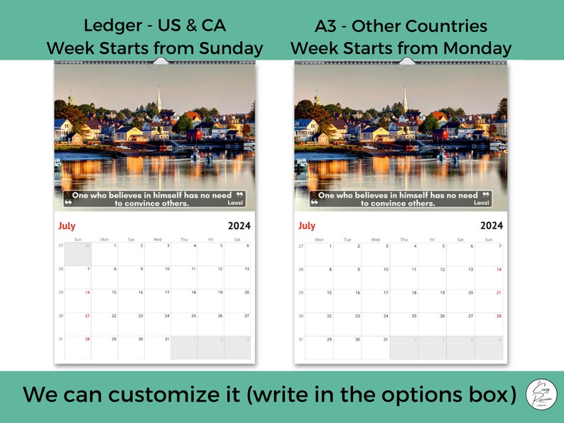 New Hampshire Wall Calendar 2024, Great Gift Idea for New Hampshire
