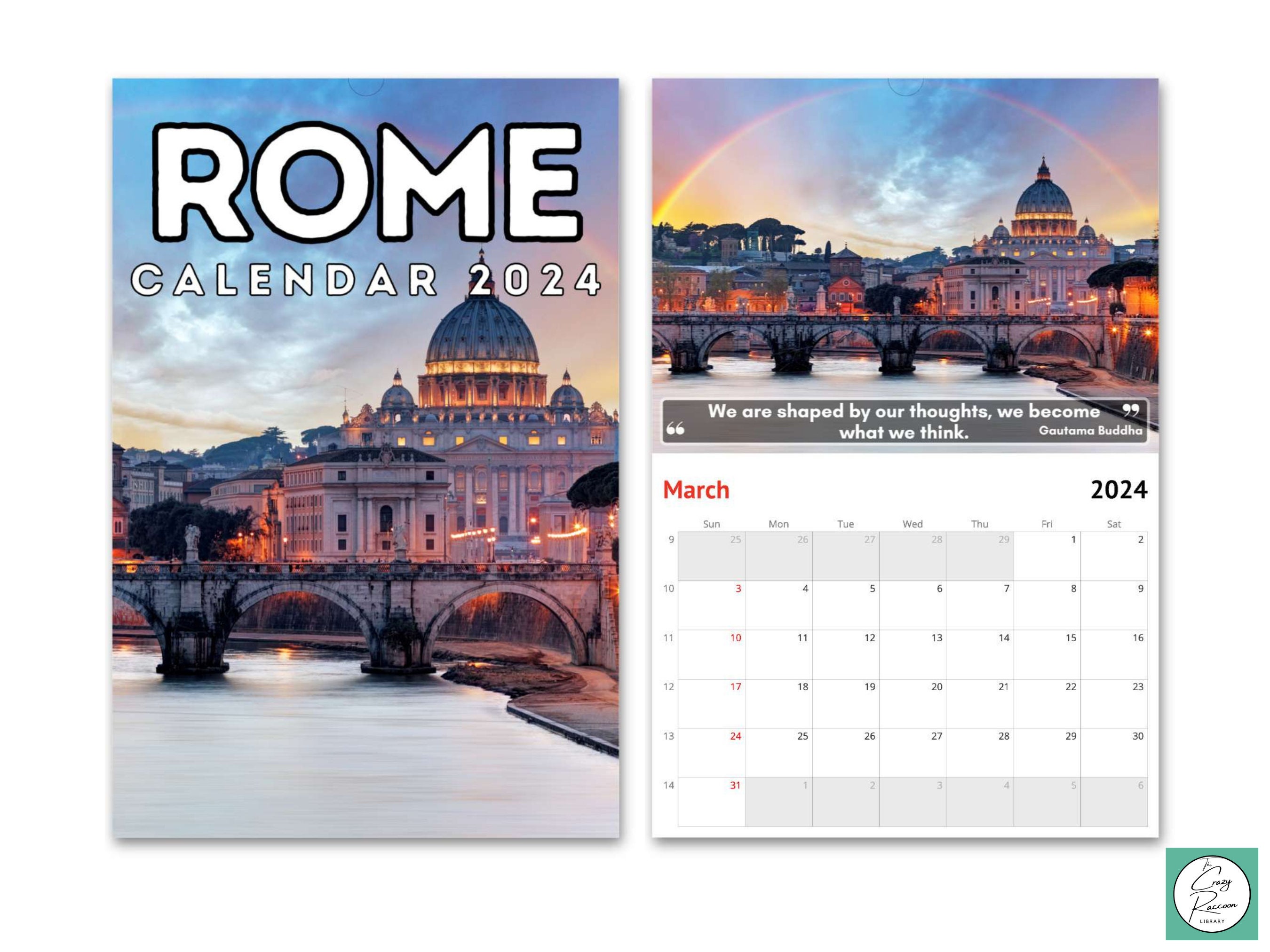 Rome Wall Calendar 2024, Great Gift Idea for Rome & Italy Lovers Etsy