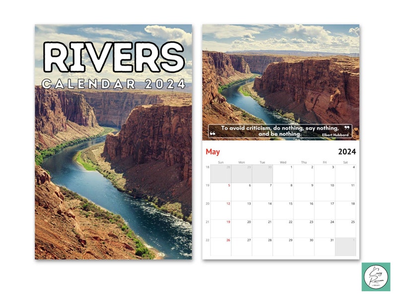Rivers Wall Calendar 2024, Great Gift Idea for River Lovers Etsy