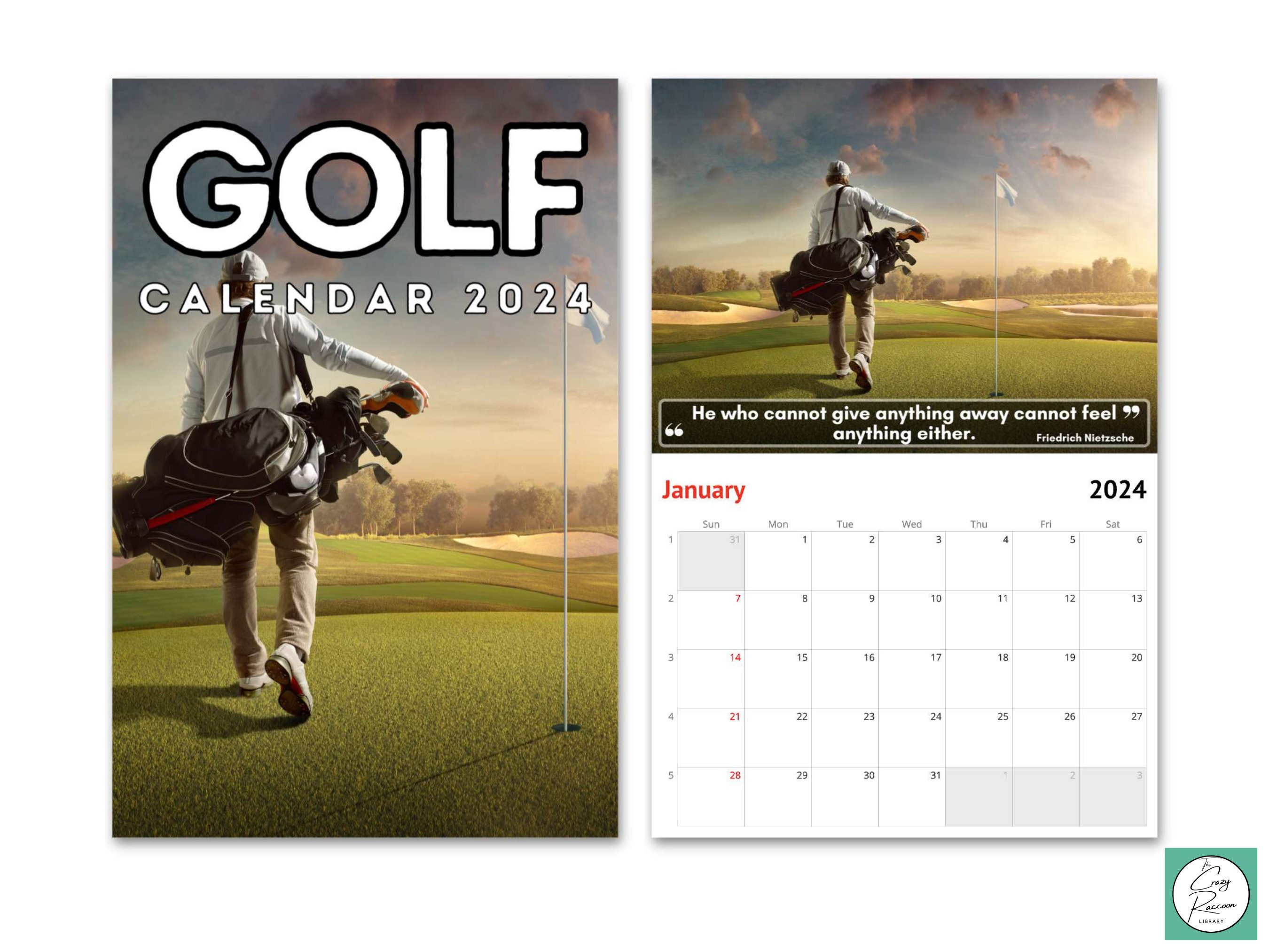 Golf Wall Calendar 2024, Great Gift Idea for Golf Lovers Etsy