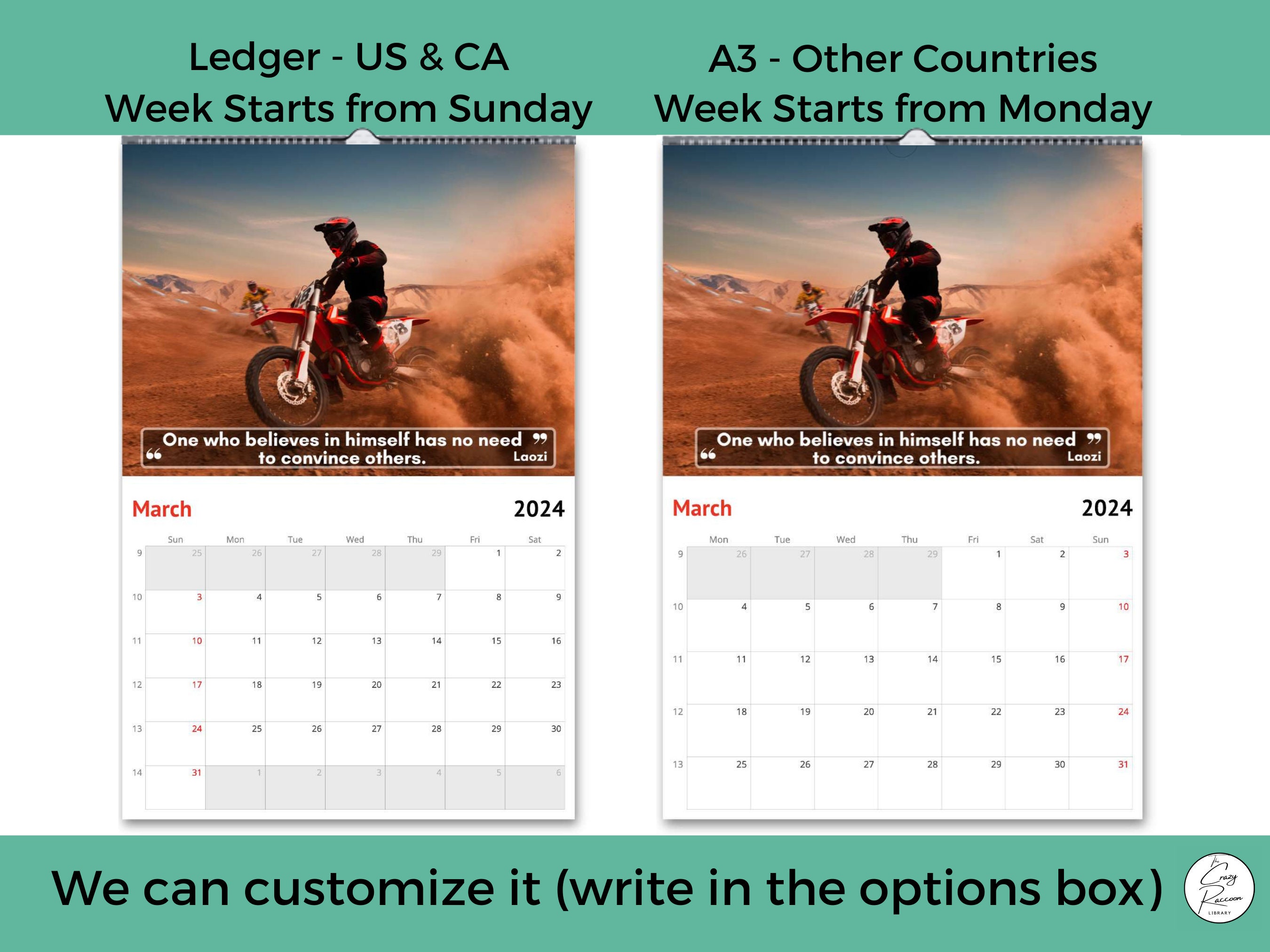 Motocross Wall Calendar 2024, Great Gift Idea for Motocross Lovers Etsy