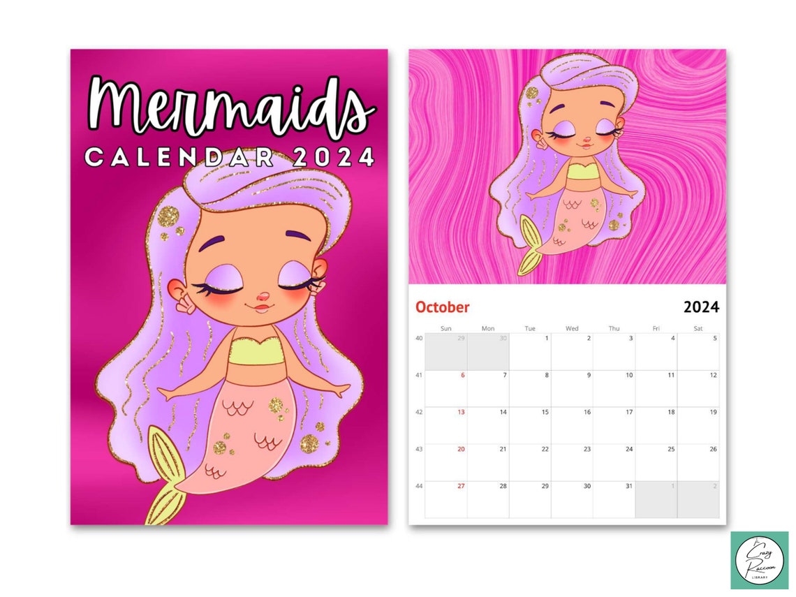Mermaids Wall Calendar 2024, Mermaid Gift for Kids, Cute Gift Idea for