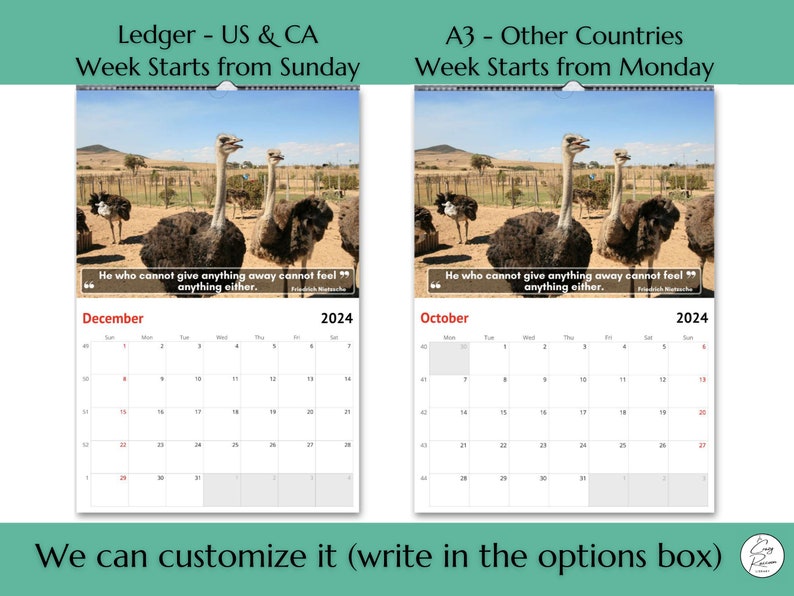Ostriches Wall Calendar 2024 Cute Gift Idea for Ostrich - Etsy Ostriches Wall Calendar 2024 Cute Gift Idea for Ostrich - Etsy