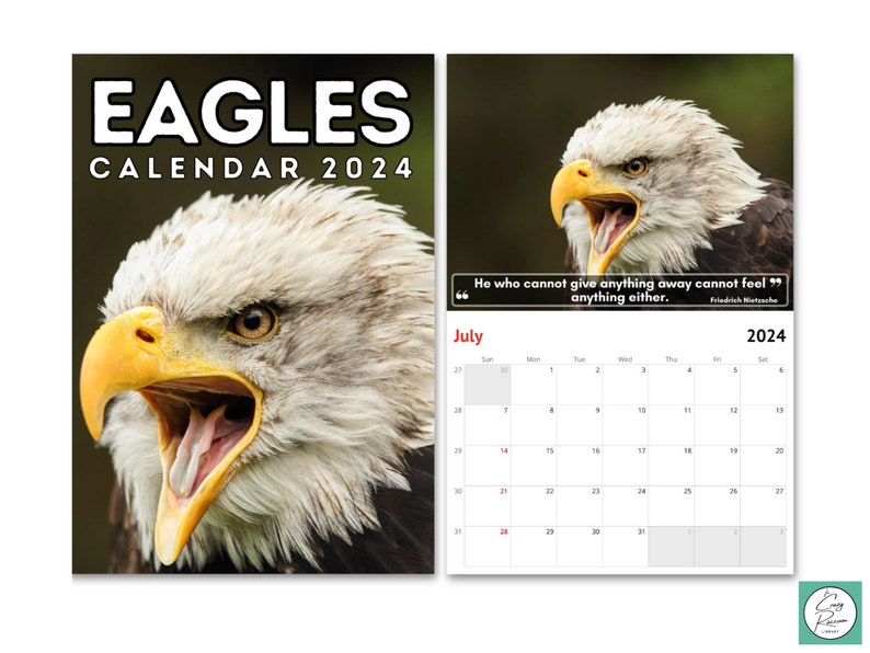 Eagles Wall Calendar 2024 Cute Gift Idea for Eagle Bird Etsy